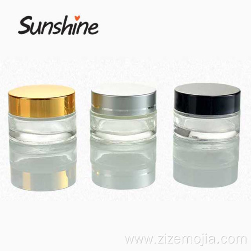 Clear empty glass cosmetic jar containers